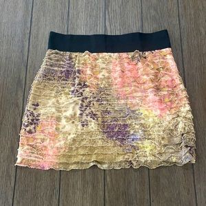 Express Tan, Pink and Purple Mid Length Skirt